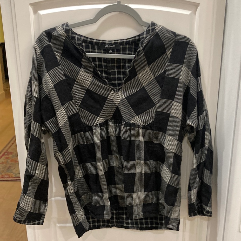 Madewell black plaid long sleeve shirt size small